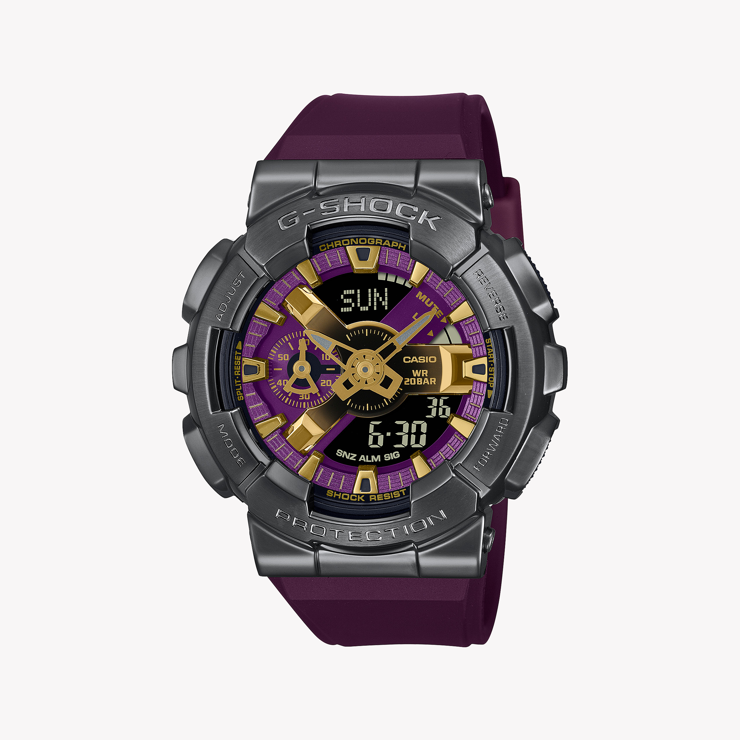 Men's Digital Watches for Birthday Gifts-CASIO G-SHOCK GM-110CL-6ADR ADVENTURE READY - STYLISH MEN'S WATCH with vibrant red resin band and gray stainless steel case