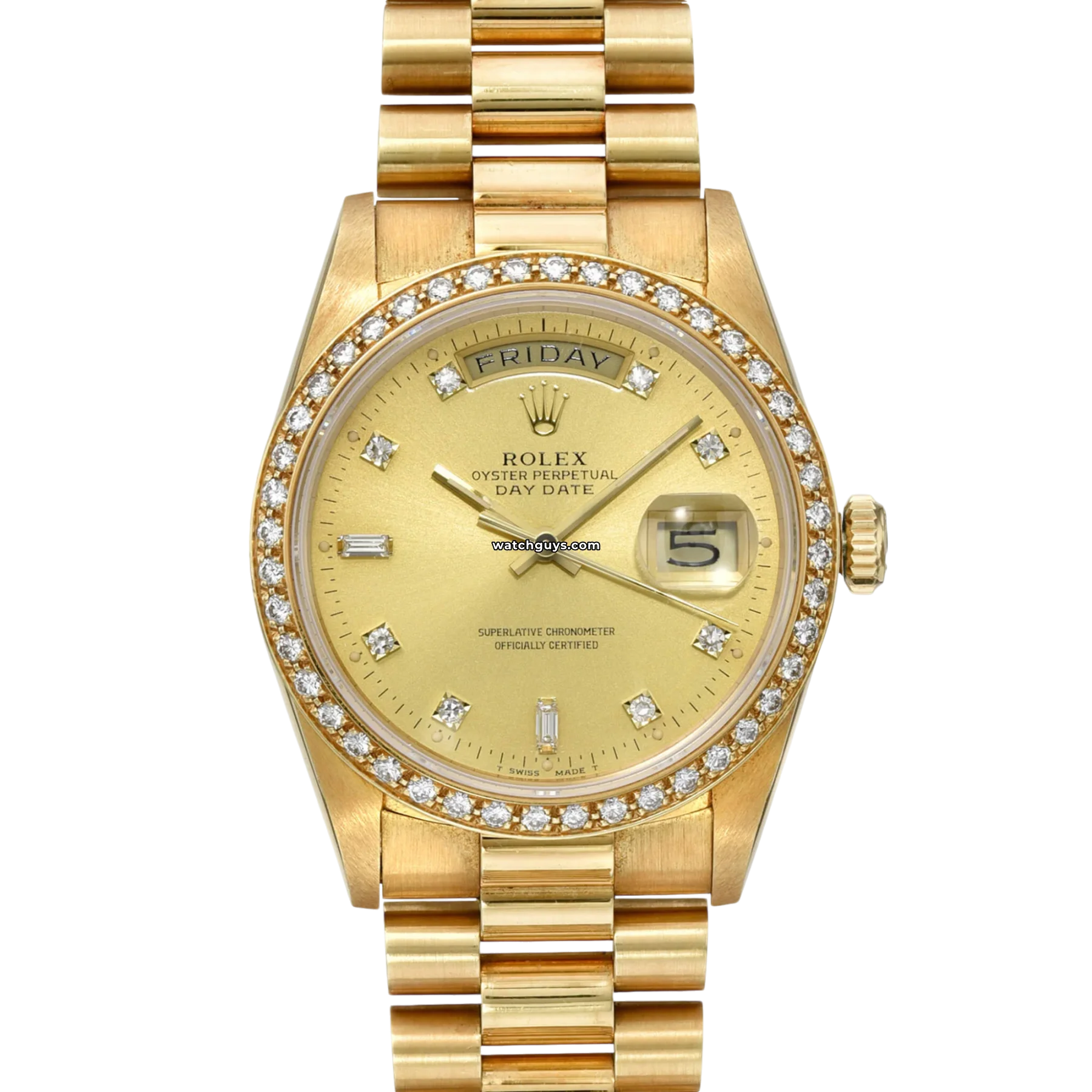 Women's Rolex Anniversary Design Watches-Rolex Day-Date 18348 Champagne Diamond
