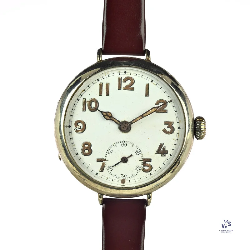 Men's Military Watches for Search and Rescue-Oversized Military Trench Watch - White Metal Case - Superb Condition