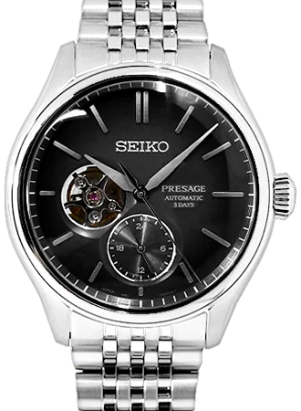 Men's Seiko High-End Design Watches-Presage Classic Series Open-Heart Grey Ref. SARJ009