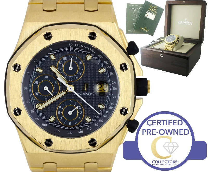 Women's Audemars Piguet Summer Design Watches-Audemars Piguet Royal Oak Offshore Yellow Gold Blue 42mm 25721BA.OO.1000BA.02.A