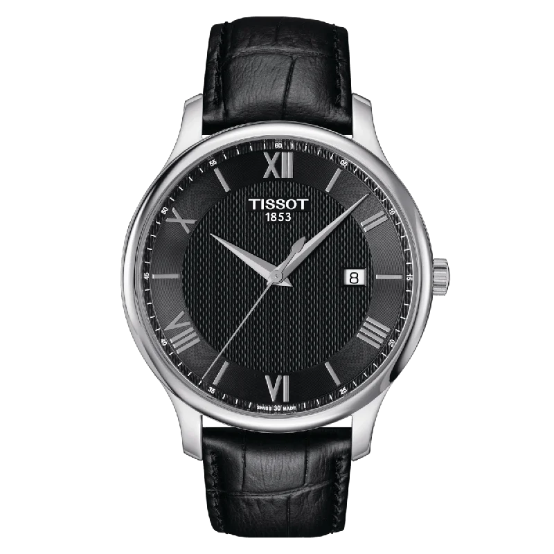 Women's Heritage Watches with Heart Rate Monitoring-Tissot T-Classic Black Dial Men 42mm