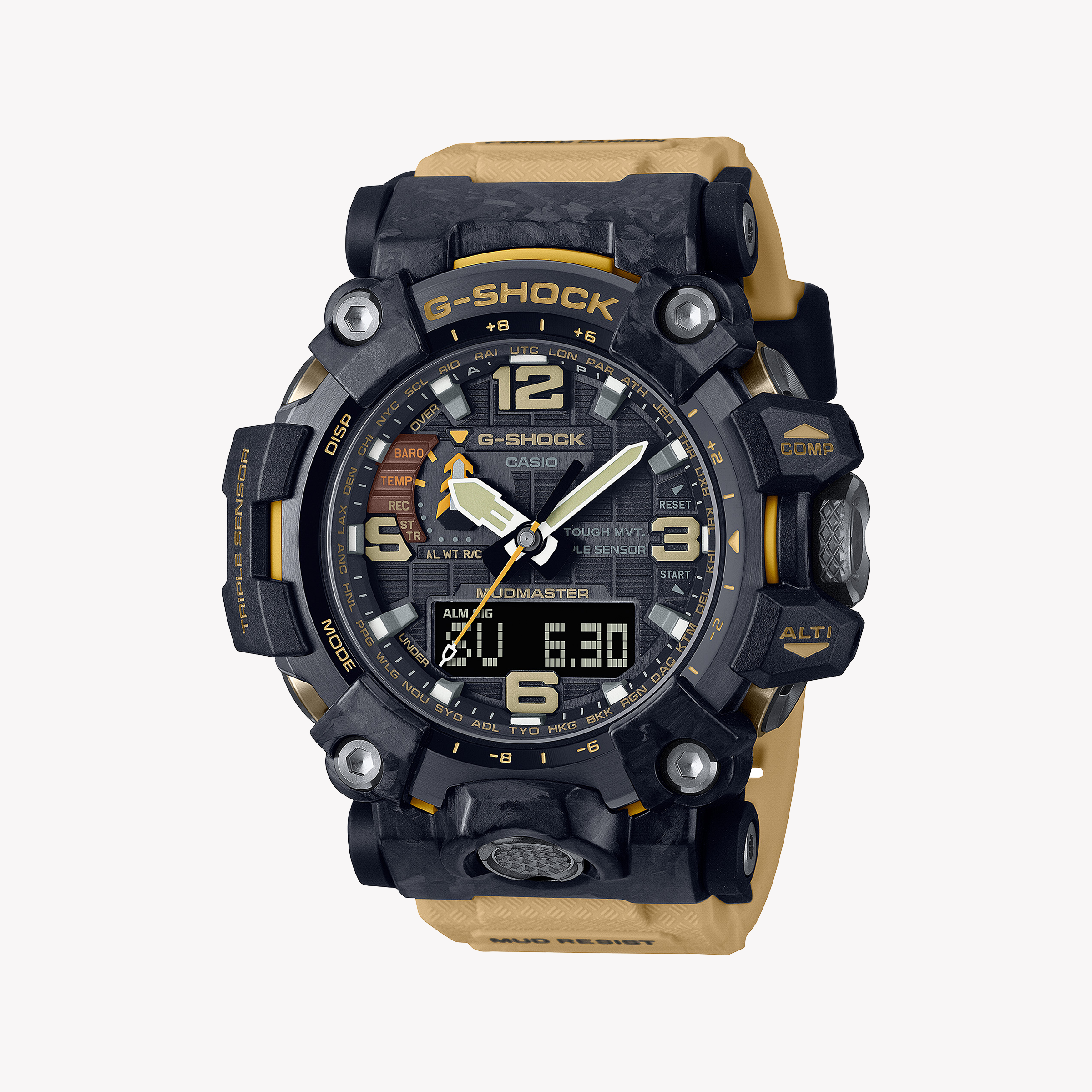 Men's Digital Watches for Travelers-CASIO G-SHOCK GWG-2000-1A5DR - UNSTOPPABLE RESILIENCE MEN'S WATCH WITH BLACK CASE & BEIGE BAND