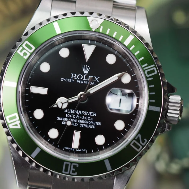 Women's Rolex Office Wear Watches-Rolex Submariner 16610LV Kermit (2008)