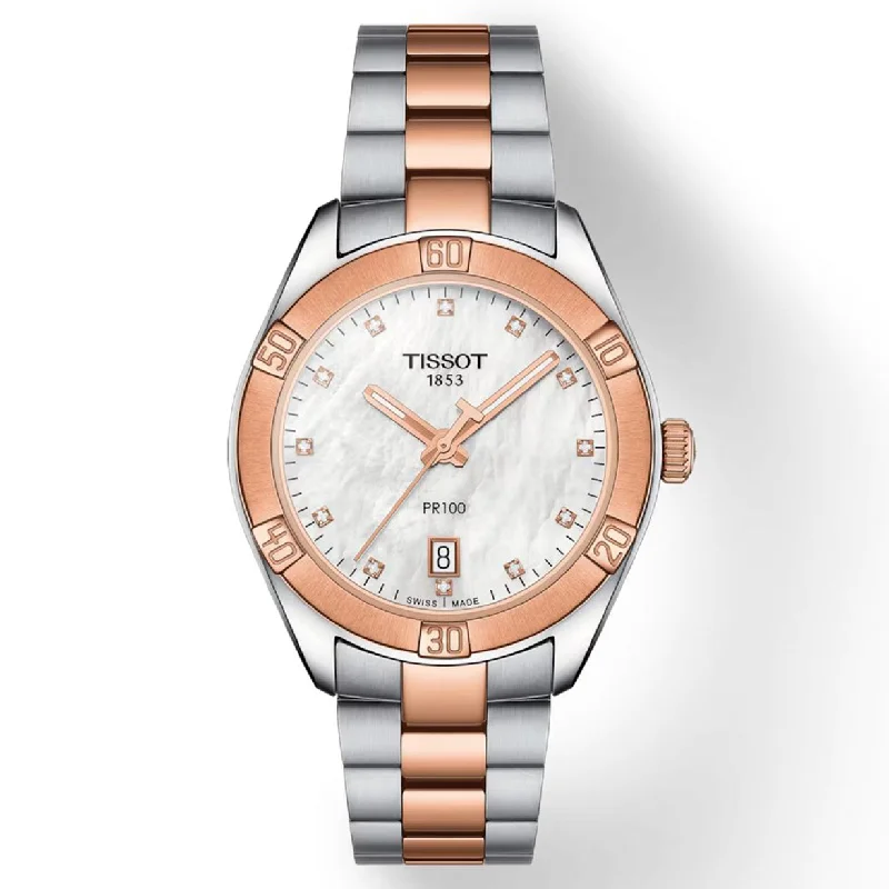 Women's Heritage Watches with UV Sensor-Tissot T-Classic White Mother-Of-Pearl Dial Women 36mm