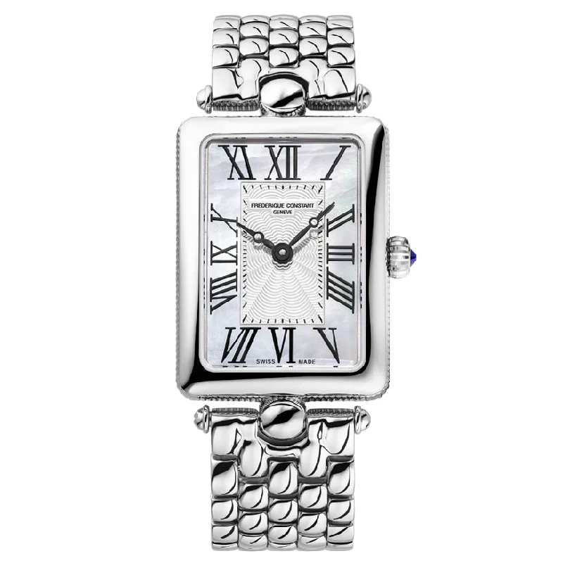 Men's Engraved Dress Watches for Anniversary Gifts-Frederique Constant Ladies Fc Art Deco Silver Watch FC-200MPW2AC6B