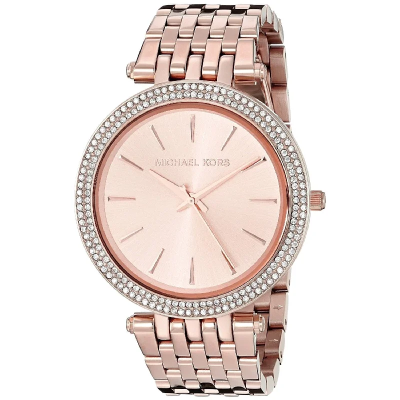 Women's Chronograph Watches with Minimalist Style-Michael Kors Women's MK3192 Darci Crystal Rose-Tone Stainless Steel Watch