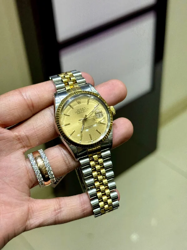 men's Rolex watches with helium escape valve -​Rolex Datejust 18k/SS 16013 with papers