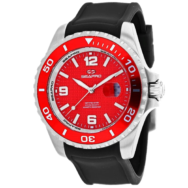 Men's Chronograph Watches for Technological Innovation-Seapro Men's SP0745 Abyss Black Silicone Watch