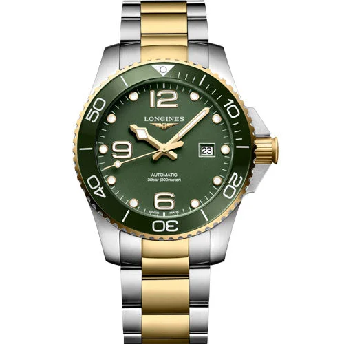 Women's Pilot Watches with Tactical Design-Longines Hydroconquest Green Matt Dial Men 43mm