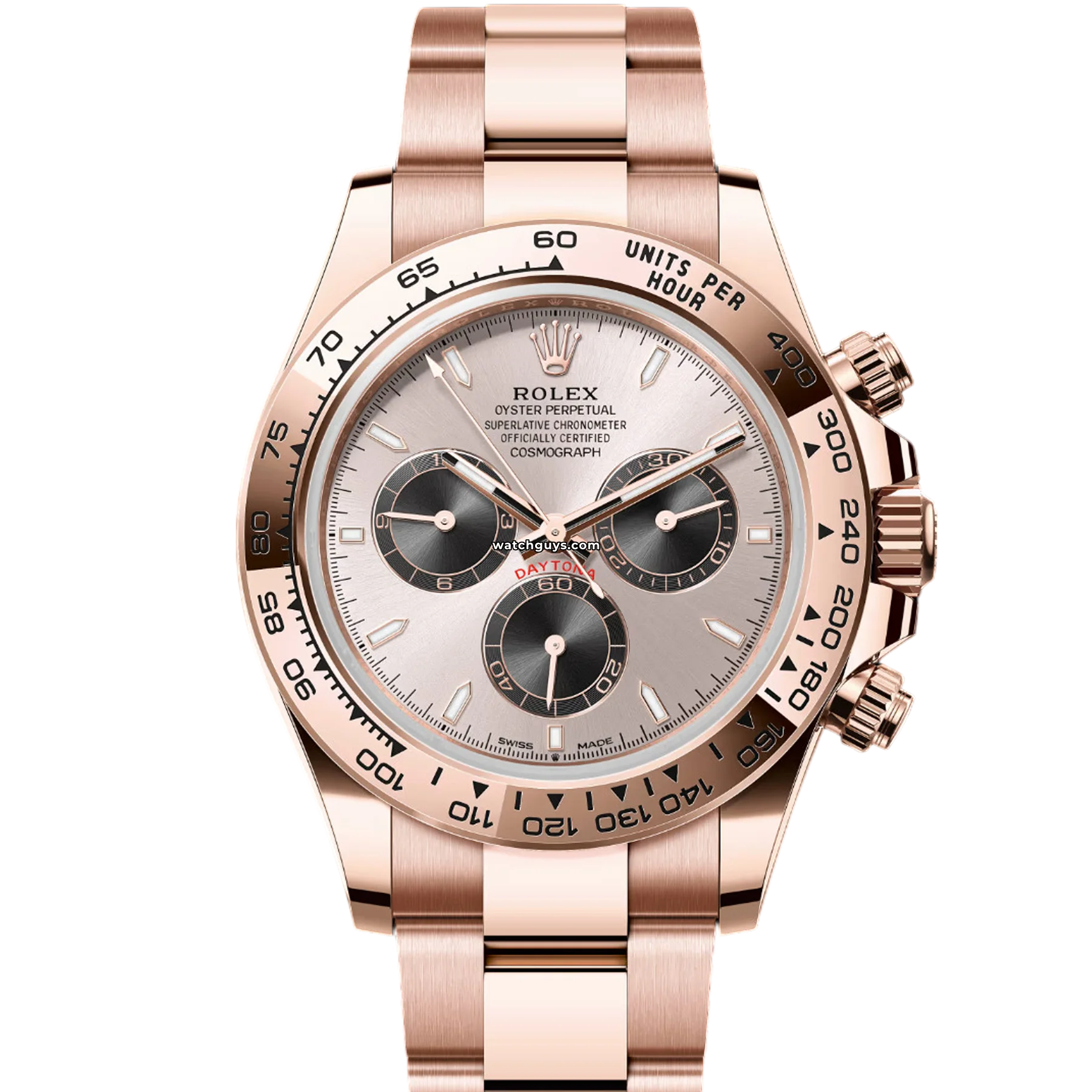 Women's Rolex Italian Made Style Watches-Rolex Daytona 126505 Sundust Index Rose Gold