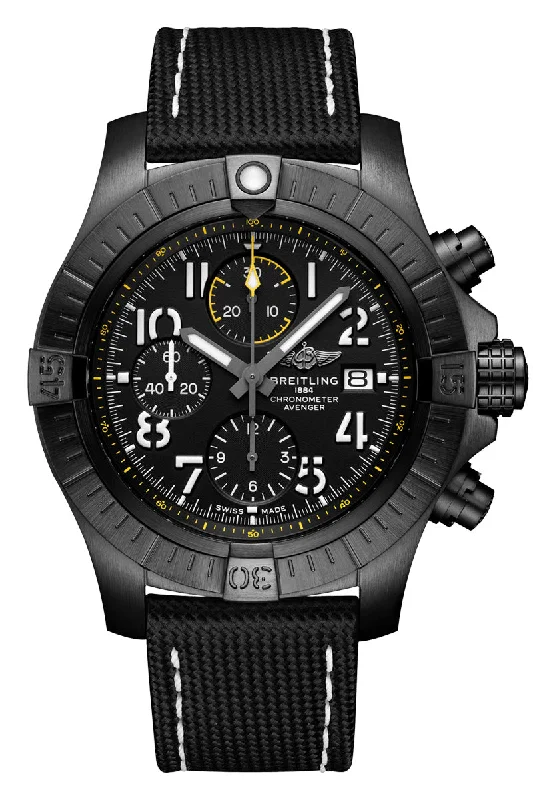 Men's Thin Case Dress Watches for Slim Profile-Breitling Avenger Chronograph 45 Night Mission V13317101B1X2