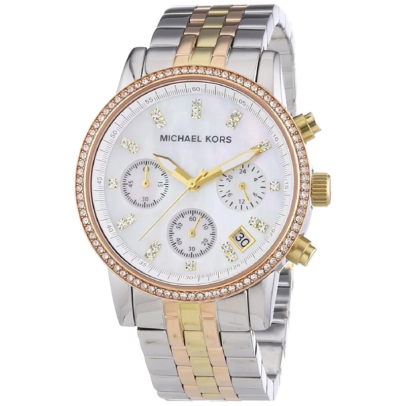 Women's Chronograph Watches for Orienteering-Michael Kors Women's MK5650 Ritz Chronograph Crystal Two-Tone Stainless Steel Watch