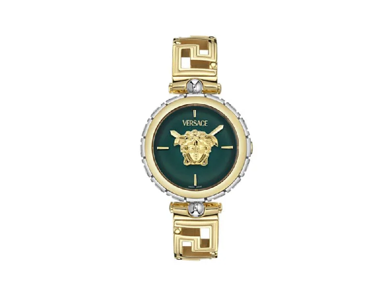 Men's Quartz Watches for Retro Charm-Versace Medusa Jewel Quartz Watch, PVD Gold, Green, 34 mm, VE0B00325