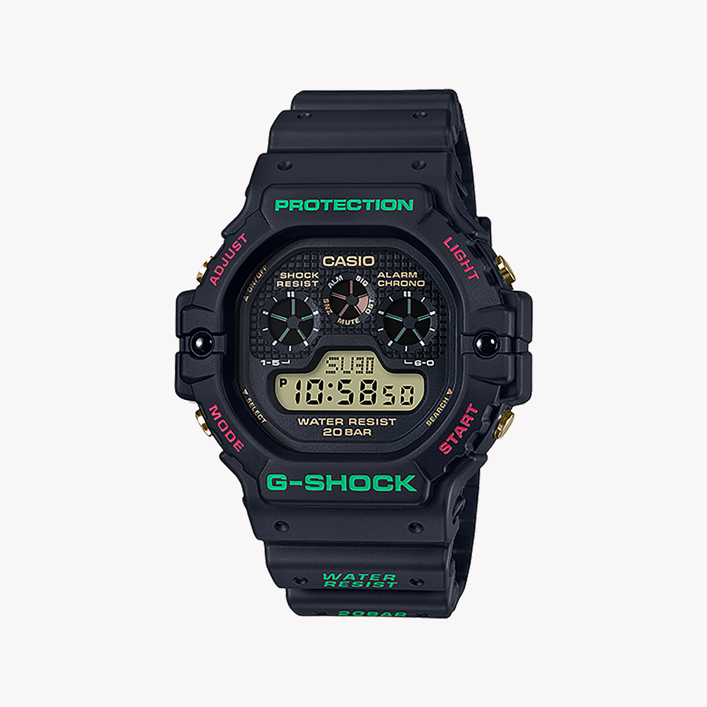 Men's Digital Watches for Humidity Monitoring-CASIO G-SHOCK DW-5900TH-1DR BOLD ADVENTURER - MEN'S RESILIENT BLACK TIMEPIECE