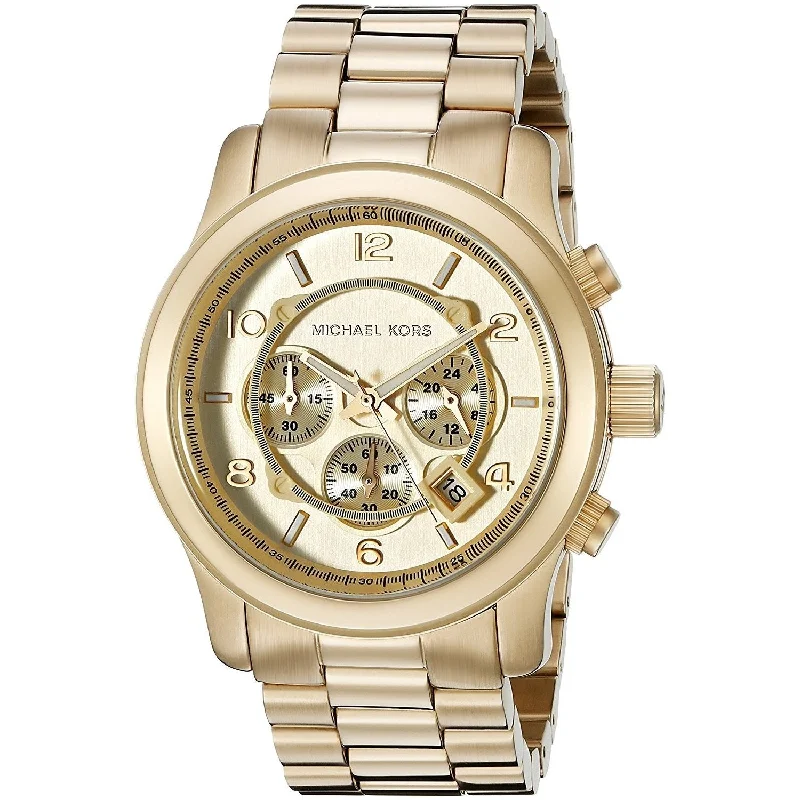 Men's Chronograph Watches with Hygrometer Feature-Michael Kors Men's MK8077 Classic Chronograph Gold-Tone Stainless Steel Watch