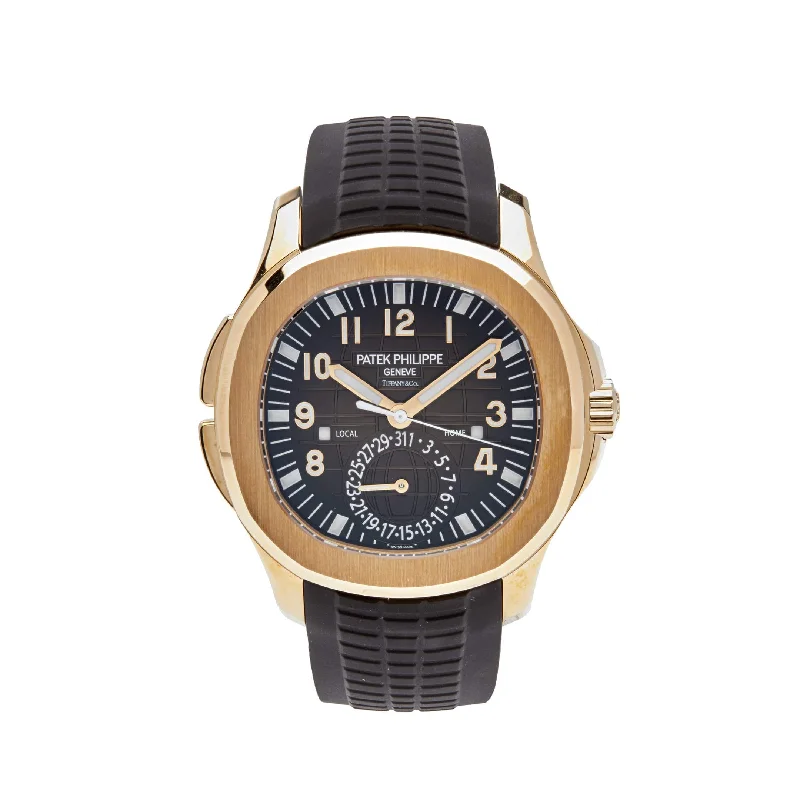 Men's Patek Philippe Watches for Adventure Seekers-Patek Philippe Aquanaut 5164R-001 'Travel Time Tiffany & Co.' Rose Gold Brown Dial (2022)