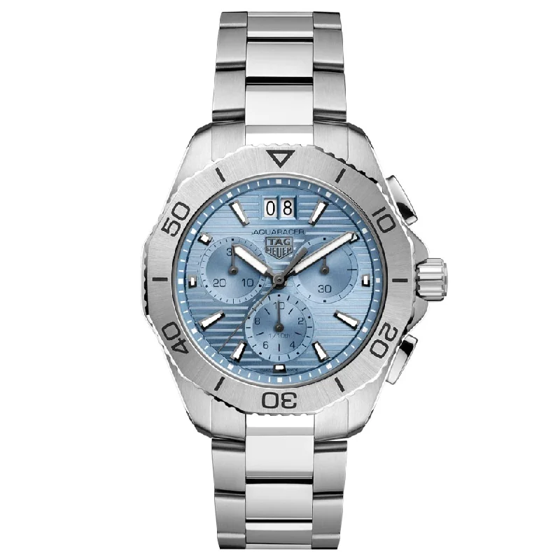 Women's Chronograph Watches for Navigation Instruments-TAG Heuer Aquaracer Professional 200 Date 40mm Sky Blue Dial Chronograph Quartz Gents Watch CBP1112.BA0627