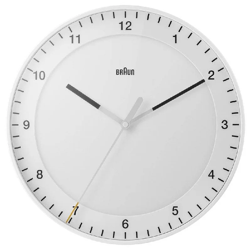 Lantern Clocks for Rustic Home Decor-Braun Classic 30cm White Wall Clock BC17W