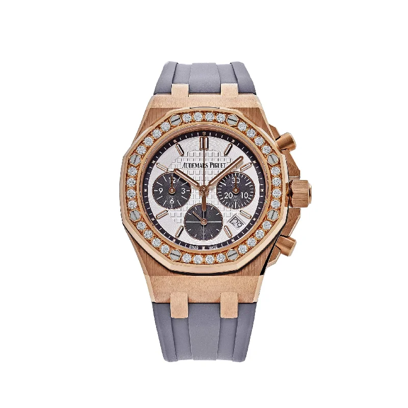 Men's Audemars Piguet Local Brand Watches-Audemars Piguet Royal Oak Offshore 26231OR.ZZ.D003CA.01 'Ladies' Rose Gold Diamond Bezel Silver Dial