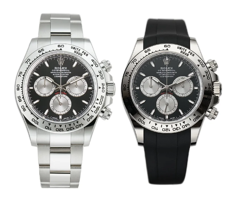 men's Rolex watches with telemeter scale -​40mm 18k White Gold Black Dial Caliber 4131 With RubberB