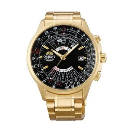 Men's Chronograph Watches for Birthday Gifts-Orient Men's FEU07001BX Perpetual Calendar Gold-Tone Stainless Steel Watch