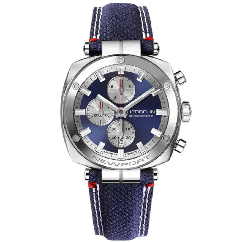 Men's Stylish Style Dress Watches for Fashion Forward-Herbelin Montre Newport Heritage Men's Blue Watch 35664AP25