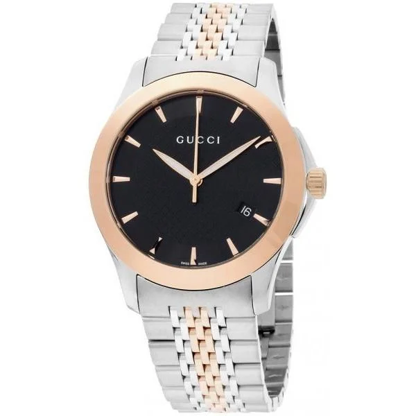 Men's Chronograph Watches with Advanced Materials-Gucci Men's YA126410 G-Timeless Two-Tone Stainless Steel Watch