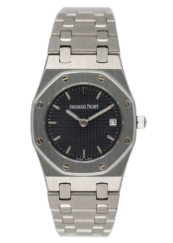 Men's Audemars Piguet Cushion Case Style Watches-Audemars Piguet Royal Black Dial Stainless Steel Ladies Watch