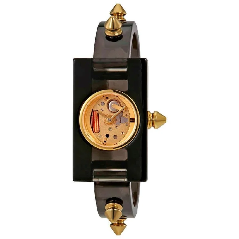 Women's Chronograph Watches with Anniversary Edition-Gucci Women's YA143508 Vintage Web Skeleton Black Plexiglass Watch
