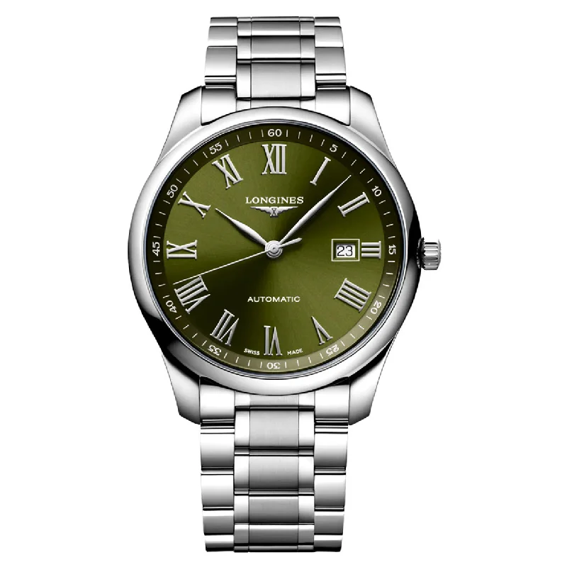 Women's Pilot Watches with Round Case Design-Longines Master Collection Green Dial Men 42mm