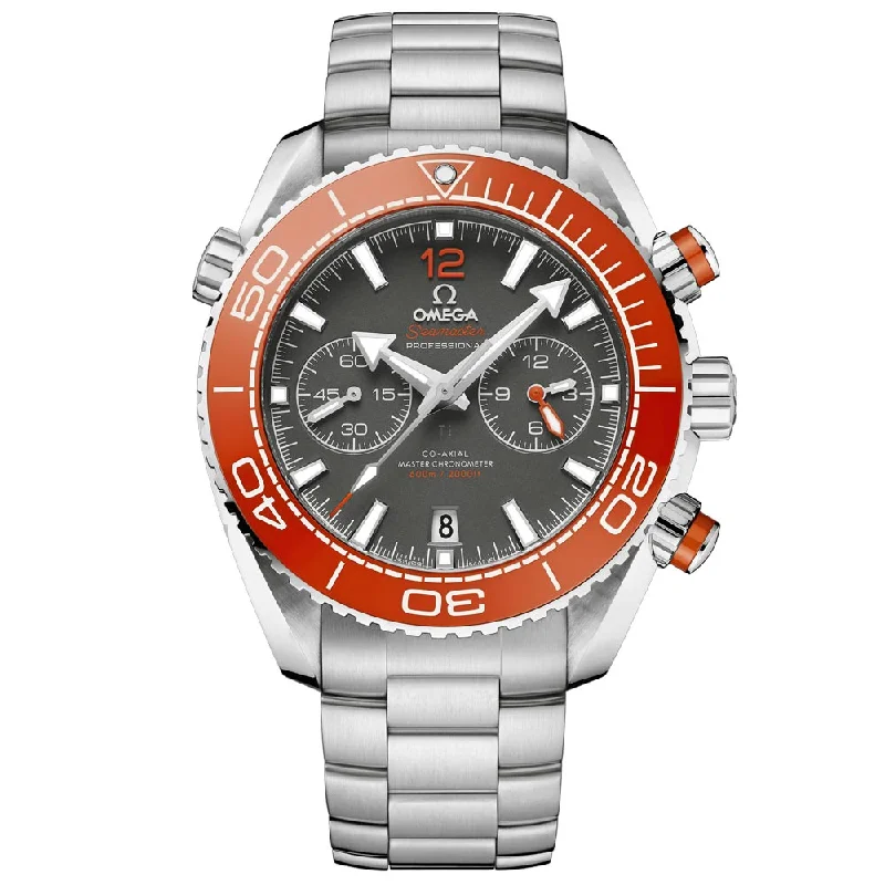 Women's Chronograph Watches with UV Sensor-OMEGA Seamaster Planet Ocean 600M Chronograph 45.5mm Grey Dial Automatic Gents Watch 21530465199001