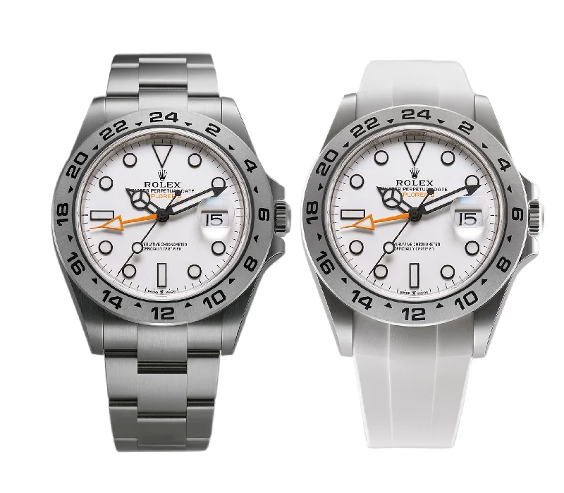 men's Rolex watches with engine-turned bezel -​42mm White Dial Orange Hand Caliber 3285 White RubberB Included