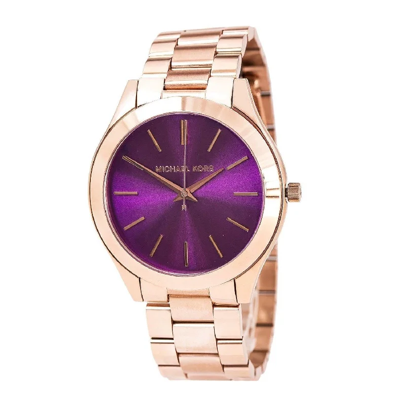 Women's Chronograph Watches for Mountain Climbing-Michael Kors Women's MK3293 Slim Runway Rose-Tone Stainless Steel Watch