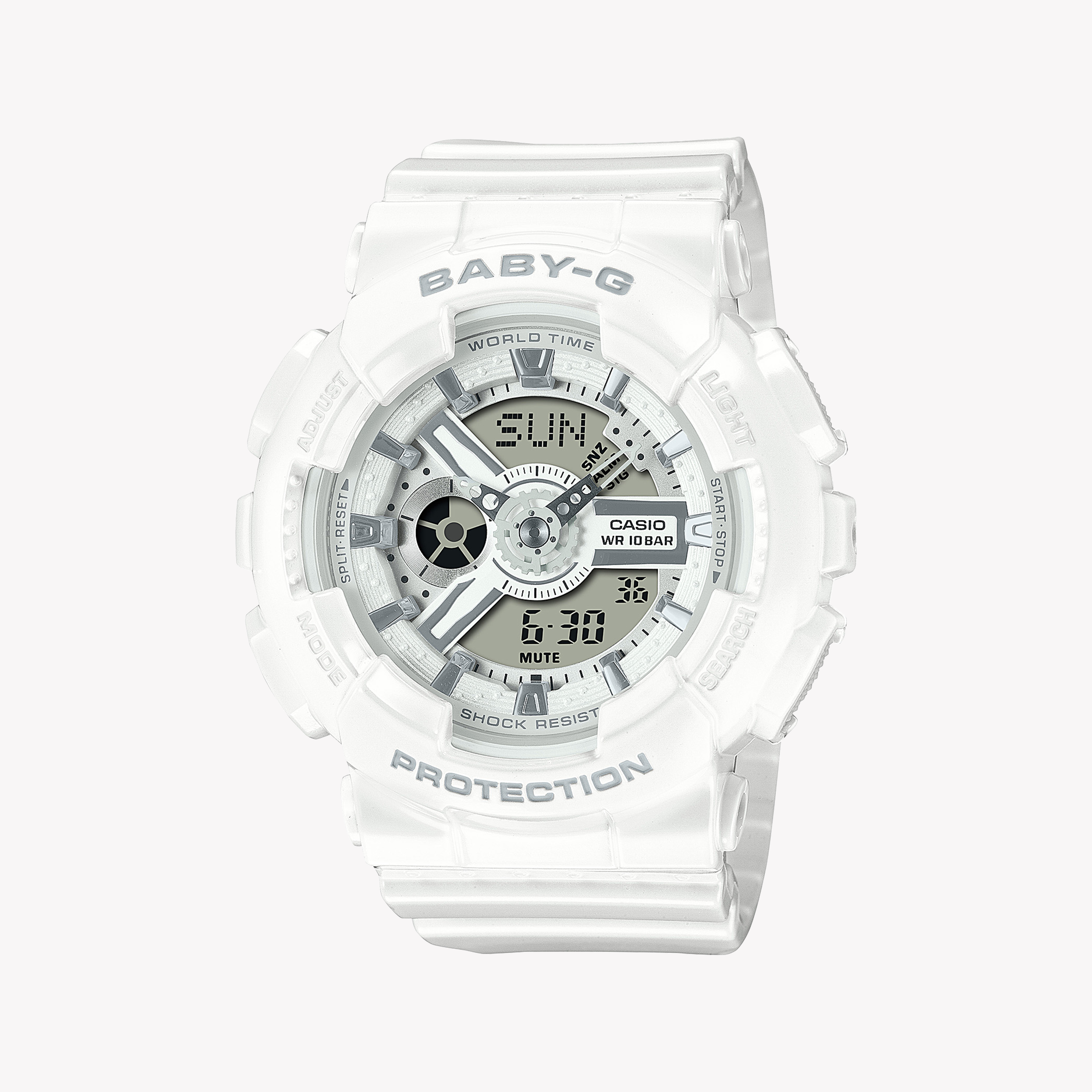 Men's Digital Watches with Aviation Theme-BABY-G Women's White Resin Watch, Sporty Design | BA-110X-7A3DR
