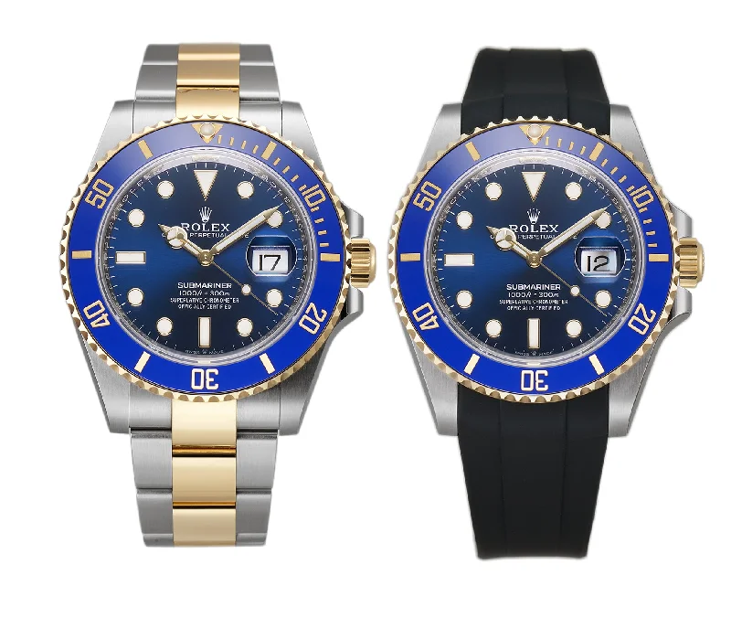 Rolex Yacht-Master 42 vs Submariner size comparison -41mm Steel and Yellow Gold Ceramic Bezel Blue Dial RubberB Included