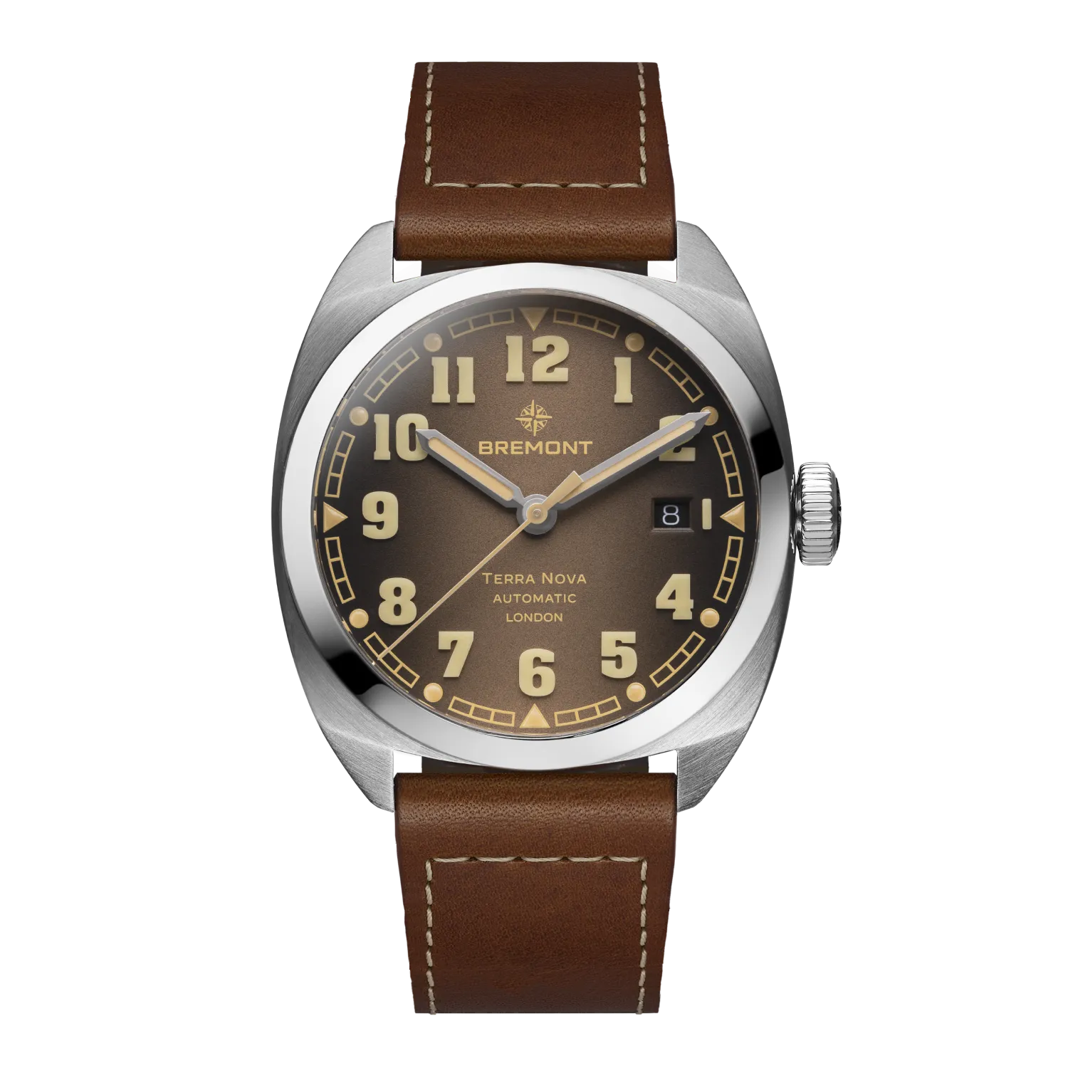 Men's Military Watches with Embassy Staff-Terra Nova 40.5 Date 'Caramel'