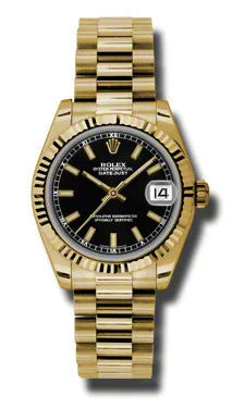 men's Rolex watches with honeycomb dial -​Rolex - Datejust 31mm - Gold President Yellow Gold - Fluted Bezel
