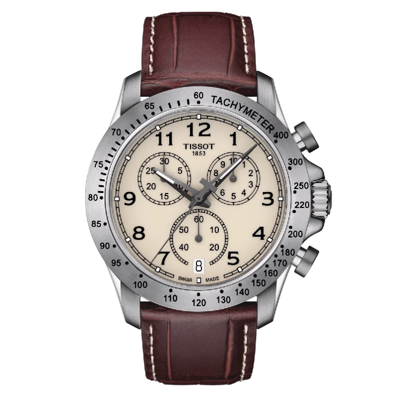 Women's Heritage Watches with Dual Time Zones-Tissot T-Sport Ivory Dial Men 42.5mm