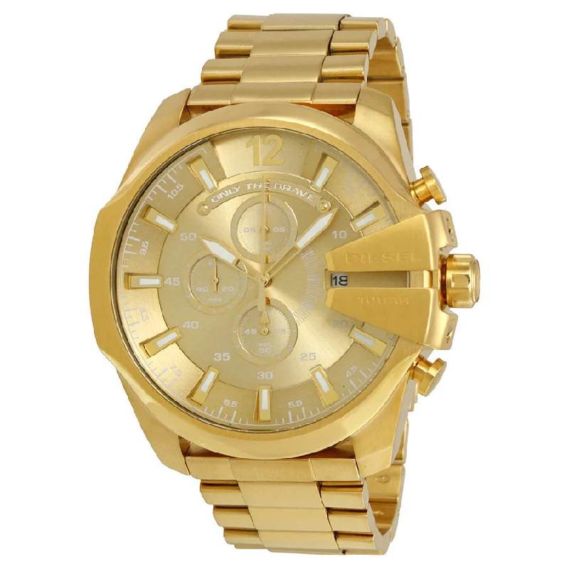 Men's Chronograph Watches with Tachymeter Scale-Diesel Mega Chief Chronograph Champagne Dial Men's Watch DZ4360