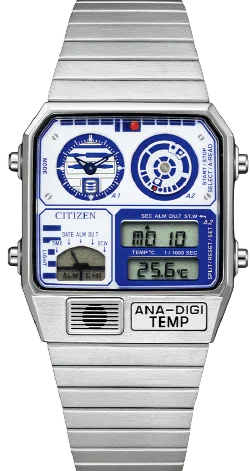 Women's Pilot Watches for Orienteering-Citizen Retro Analog-Digital X Star Wars Record Label ANA-DIGI Temp Limited Edition Droid "R2-D2" JG2117-51A