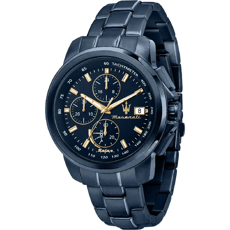 Men's Oval Case Design Dress Watches for Elegant Design-Maserati Solar Blue Men's Watch R8873649002
