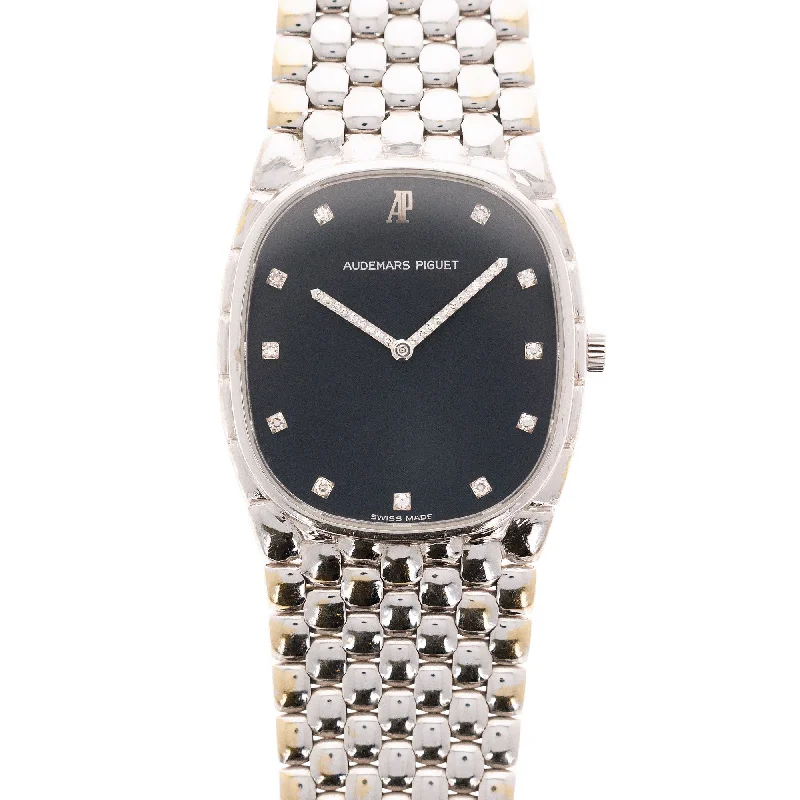 Men's Audemars Piguet Formal Event Watches-Audemars Piguet White Gold Beaded Bracelet Watch