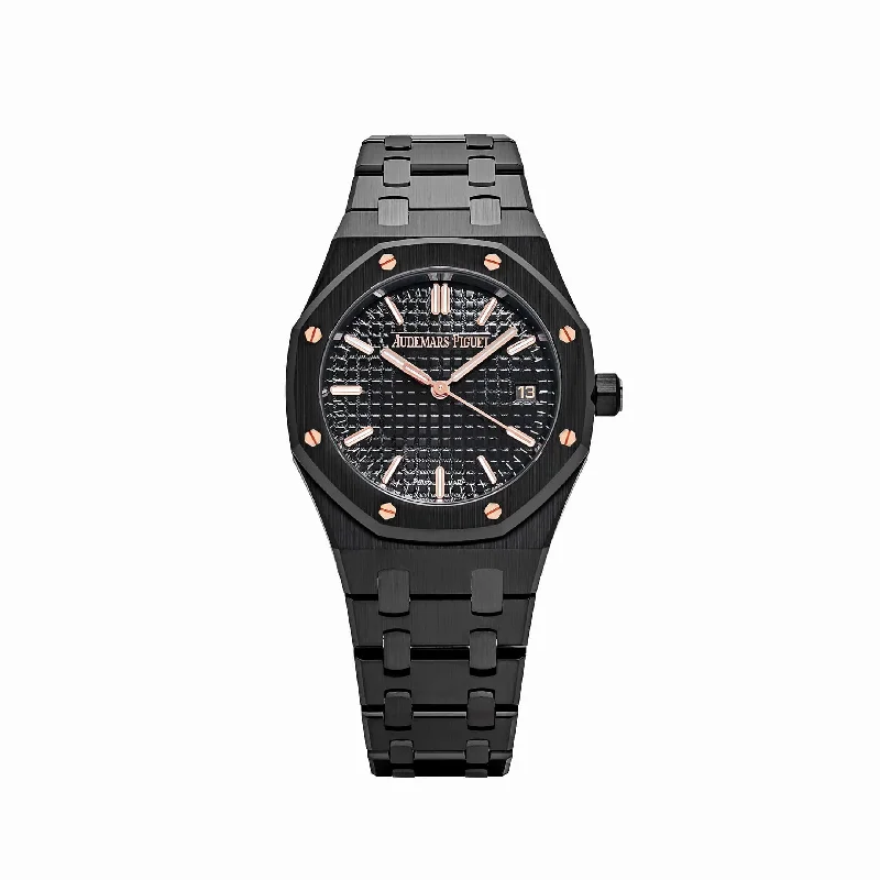 Men's Audemars Piguet Valentine's Day Design Watches-Audemars Piguet Royal Oak Selfwinding 77350CE.OO.1266CE.01 'Ladies' Black Ceramic Black Dial