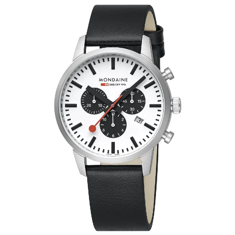 Men's Chronograph Watches for Travelers-Neo, Black vegan grape leather, 41 mm