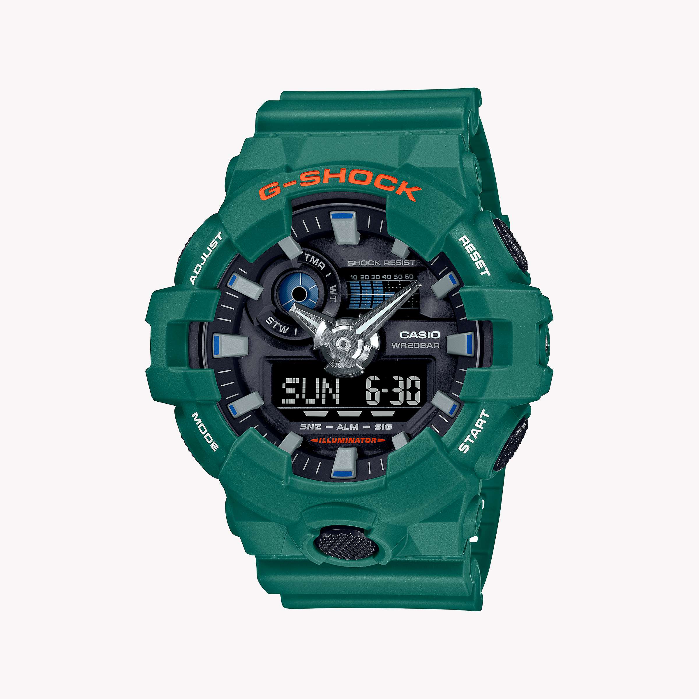 Men's Digital Watches for Radio Communication-G-SHOCK Men's Green Resin Watch, Digital Display | GA-700SC-3ADR
