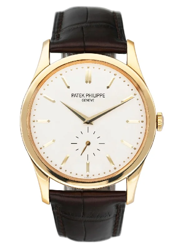 Men's Patek Philippe Watches with Barometer Calibration-Patek Philippe Calatrava 5196J Yellow Gold Mens Watch