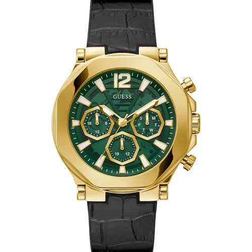 Women's Pilot Watches with Heart Rate Monitoring-Guess Edge Green Dial Men 46mm GW0492G3