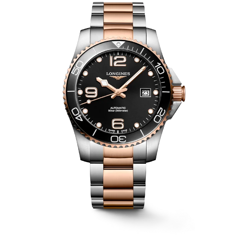 Women's Pilot Watches for Modern Aviation-Longines Hydroconquest Sunray Black Dial Men 41mm