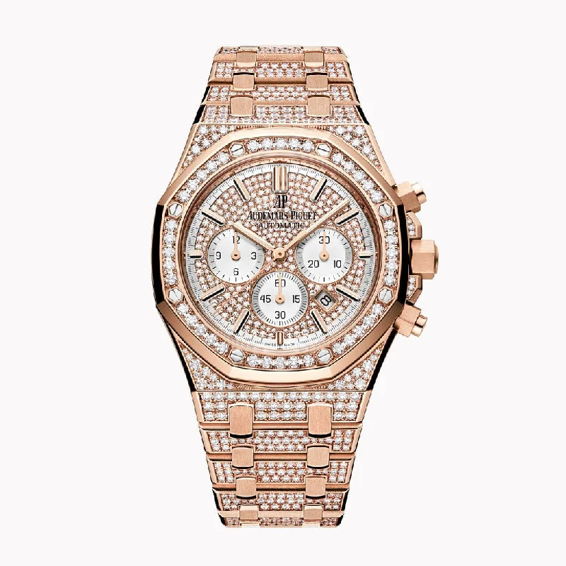 Men's Audemars Piguet Everyday Wear Style Watches-Audemars Piguet Royal Oak 26322OR.ZZ.1222OR.01 Chronograph Rose Gold Pave Diamond